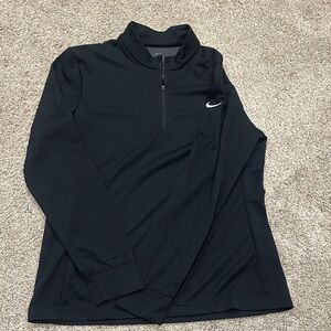 Nike Black Long-Sleeve Quarter Zip Top with White Swoosh
